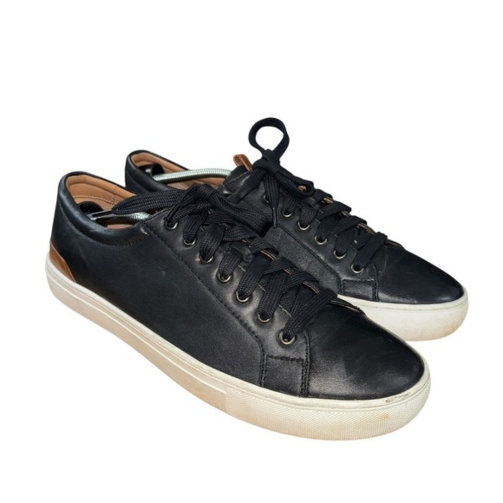 Johnston & Murphy Black‎ Mens 12M Pre-Owned Leather Lace Up Sneakers Trufoam